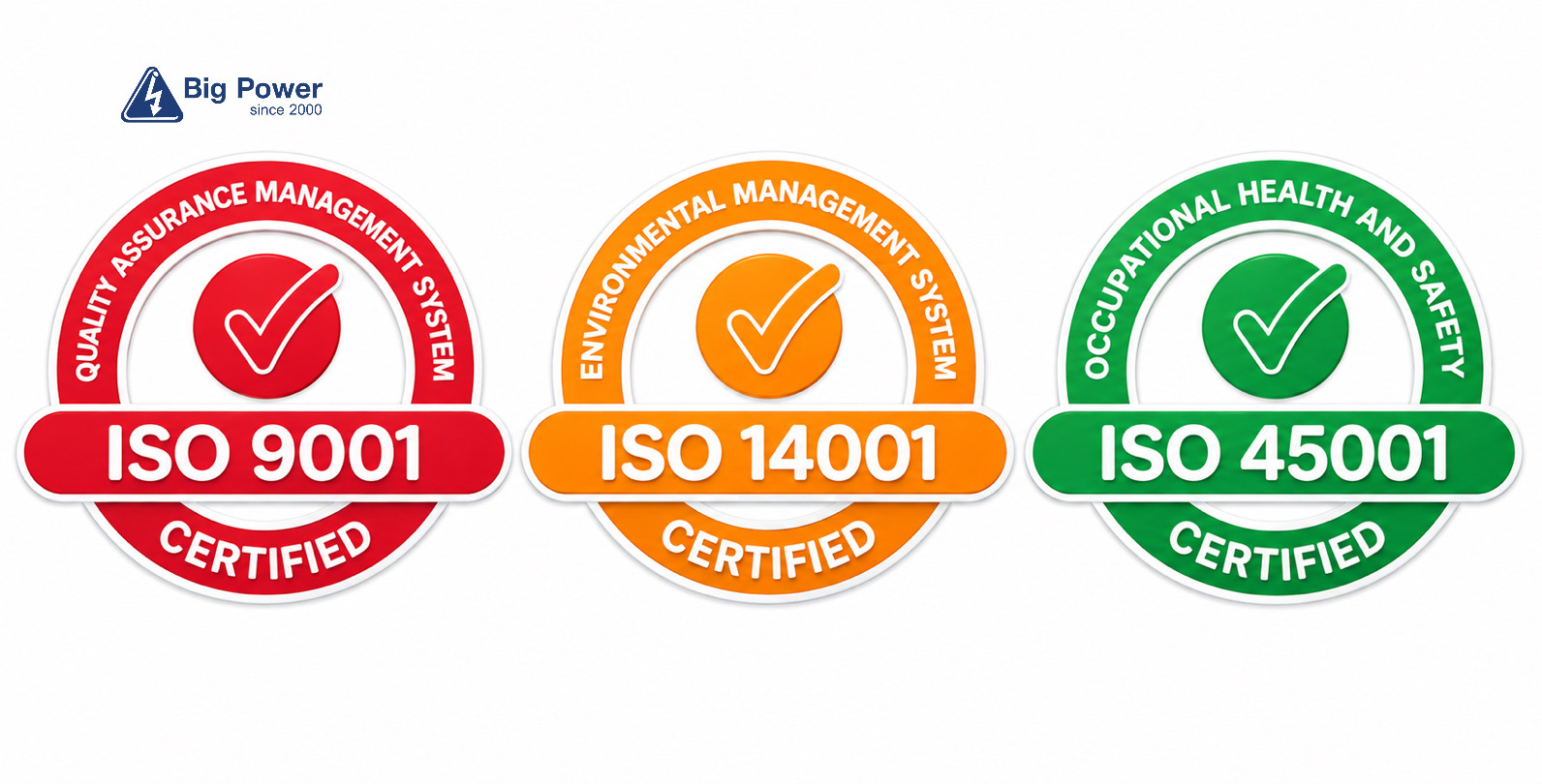 For a second year in a row, Big Power reaffirms its worldwide excellence by earning the Triple ISO Certifications